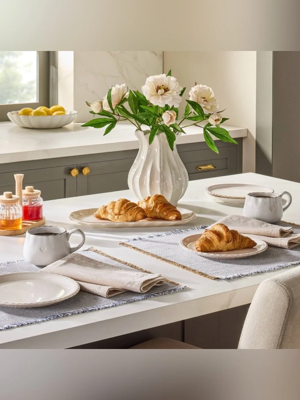 4pk Embroidered Border Cloth Cream Napkins - Hearth & Hand™ with Magnolia